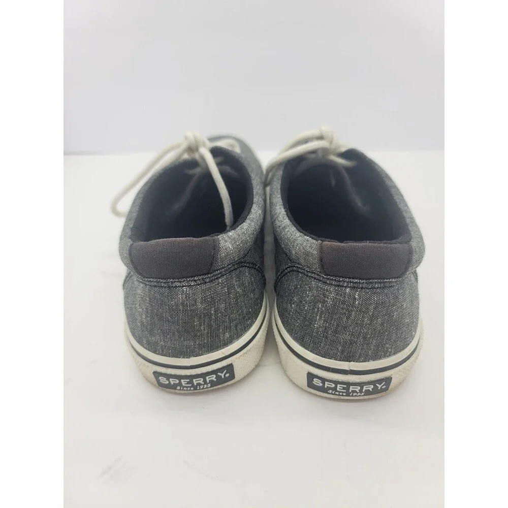 Sperry Men’s Top Sider Shoes Canvas Lace Up Size 9.5 Gray STS18845 Used